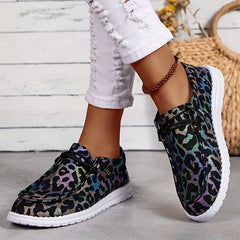 Leopard Pattern Low Top Sneakers Lightweight Casual Sport Flat Shoes