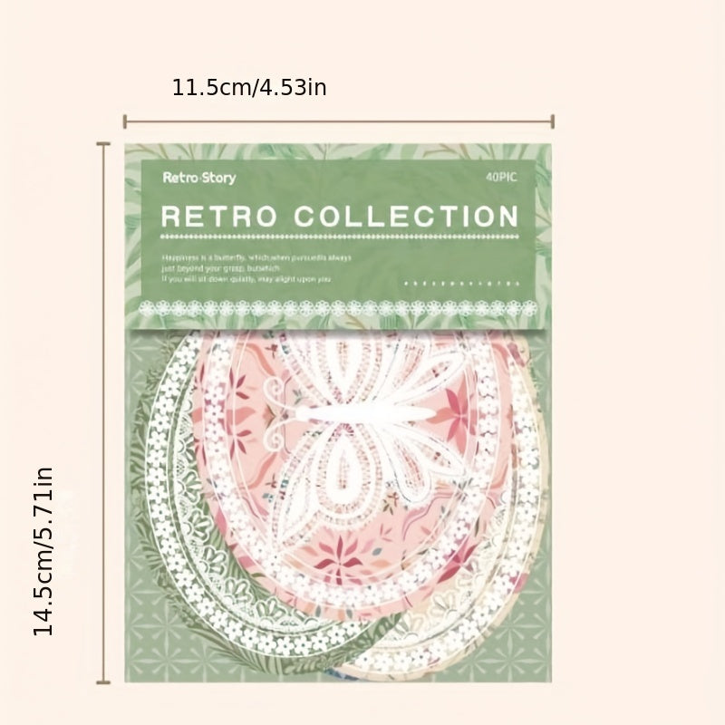 40pcs Lace Sticky Note Series Retro Special Shaped Hand Account Decoration Paper