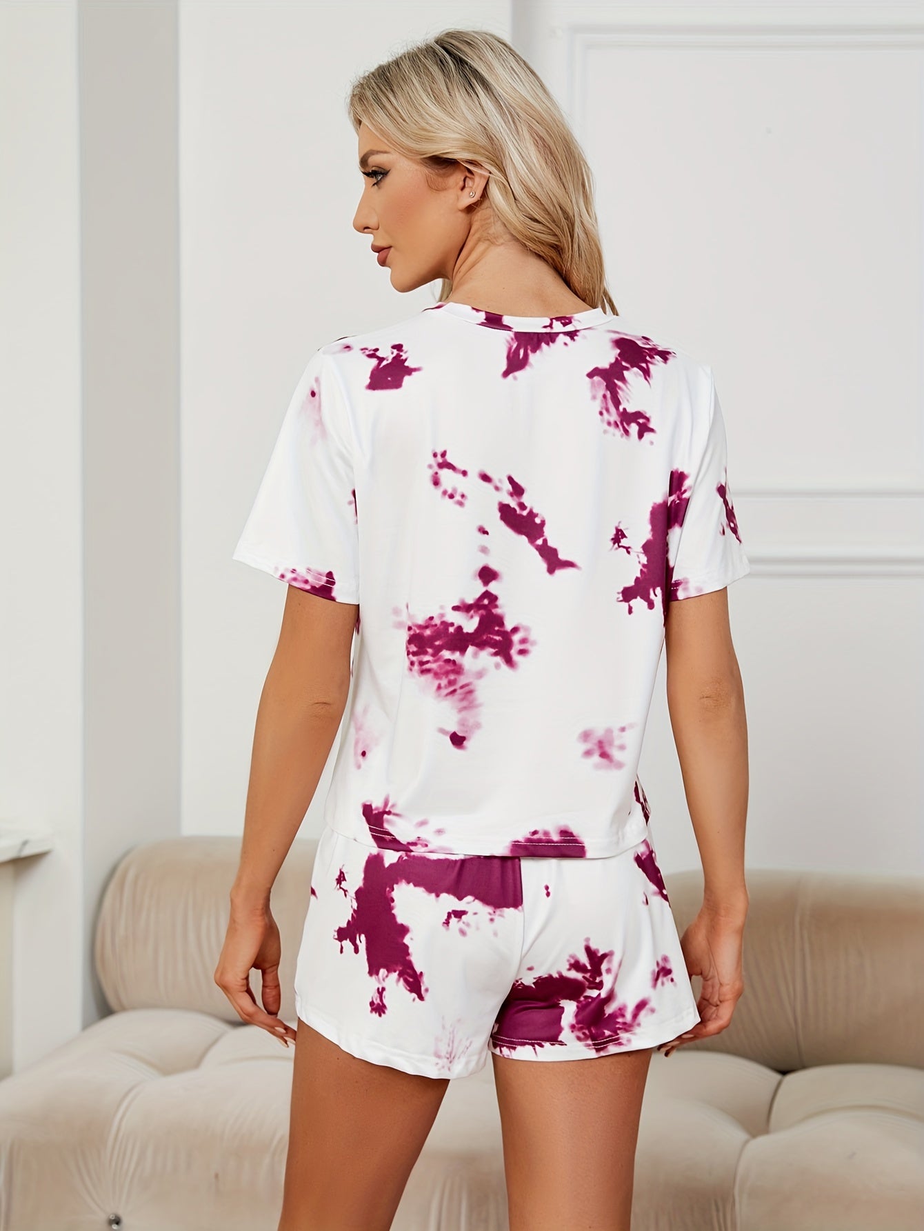Tie Dye Pajama Set Short Sleeve Top & Shorts