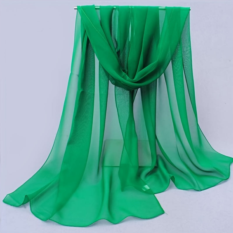 Chiffon Scarf Solid Shawl Sunscreen Head Wrap Hijab Travel Beach Towel