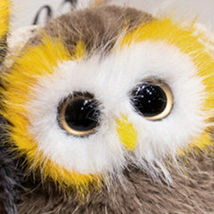2pcs Realistic Owl Plush Dolls Soft Stuffed Toys Khaki & Grey