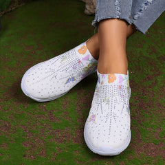 Women's Rhinestone Decor Sneakers Lightweight Outdoor Shoes
