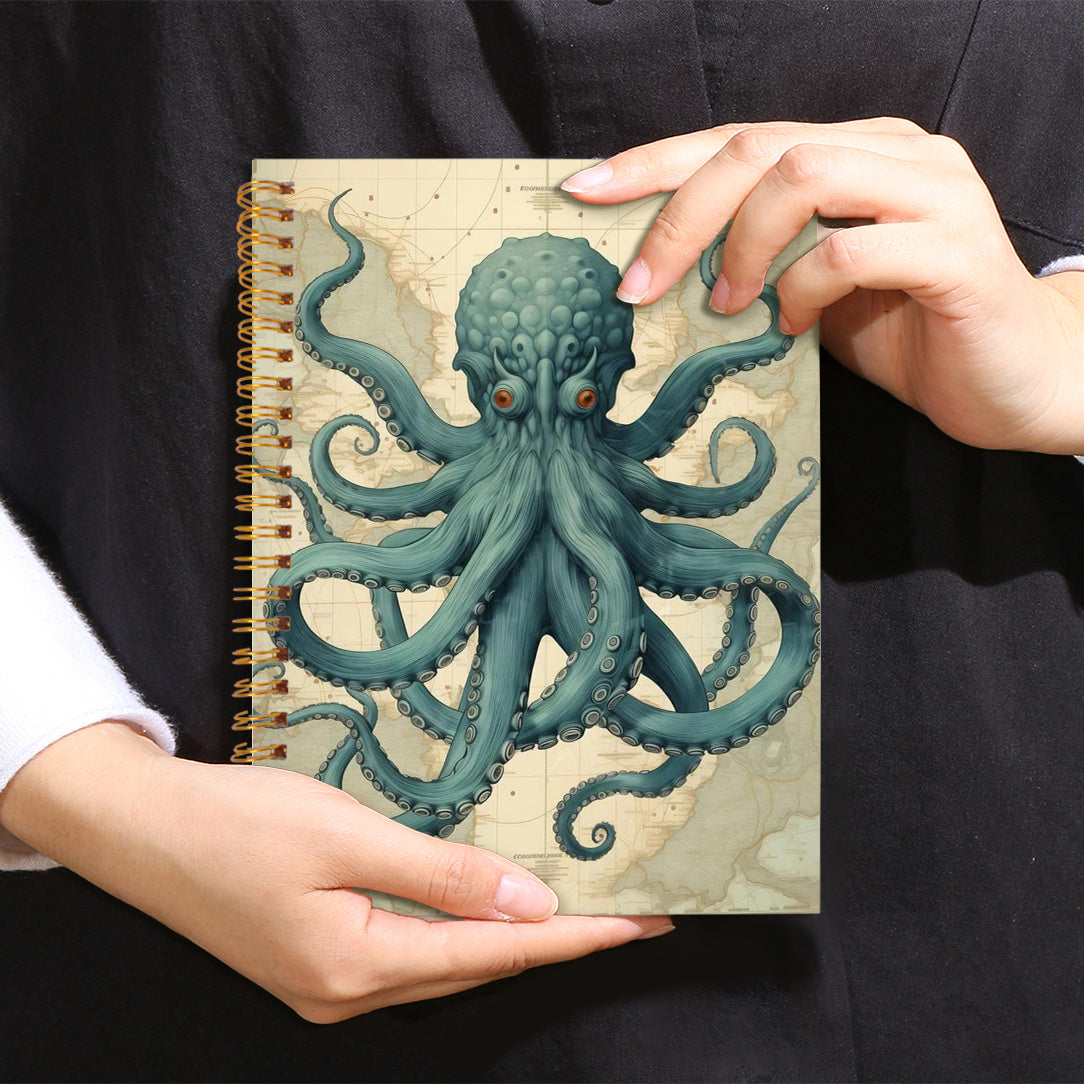 Octopus Painting Notebook 13x21cm Spiral Bound Diary with 50 Pages
