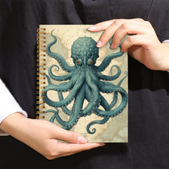Octopus Painting Notebook 13x21cm Spiral Bound Diary with 50 Pages