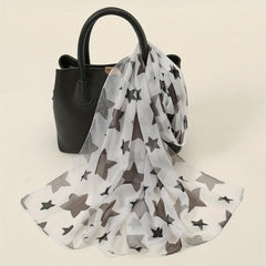 Pentagram Print Chiffon Scarf Lightweight Windproof Shawl