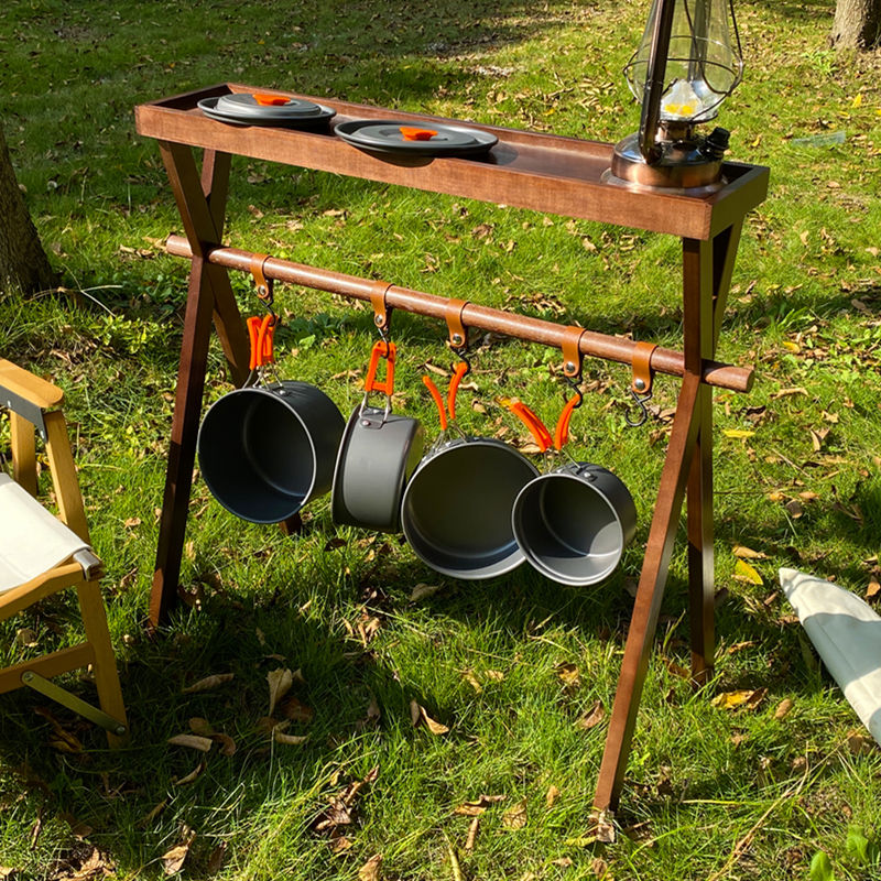 Outdoor Wood Folding Storage Rack for Travel Camping