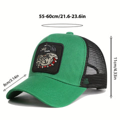 Dog Head Patch Trucker Hat Unisex Hip Hop Block Baseball Cap Mesh Breathable