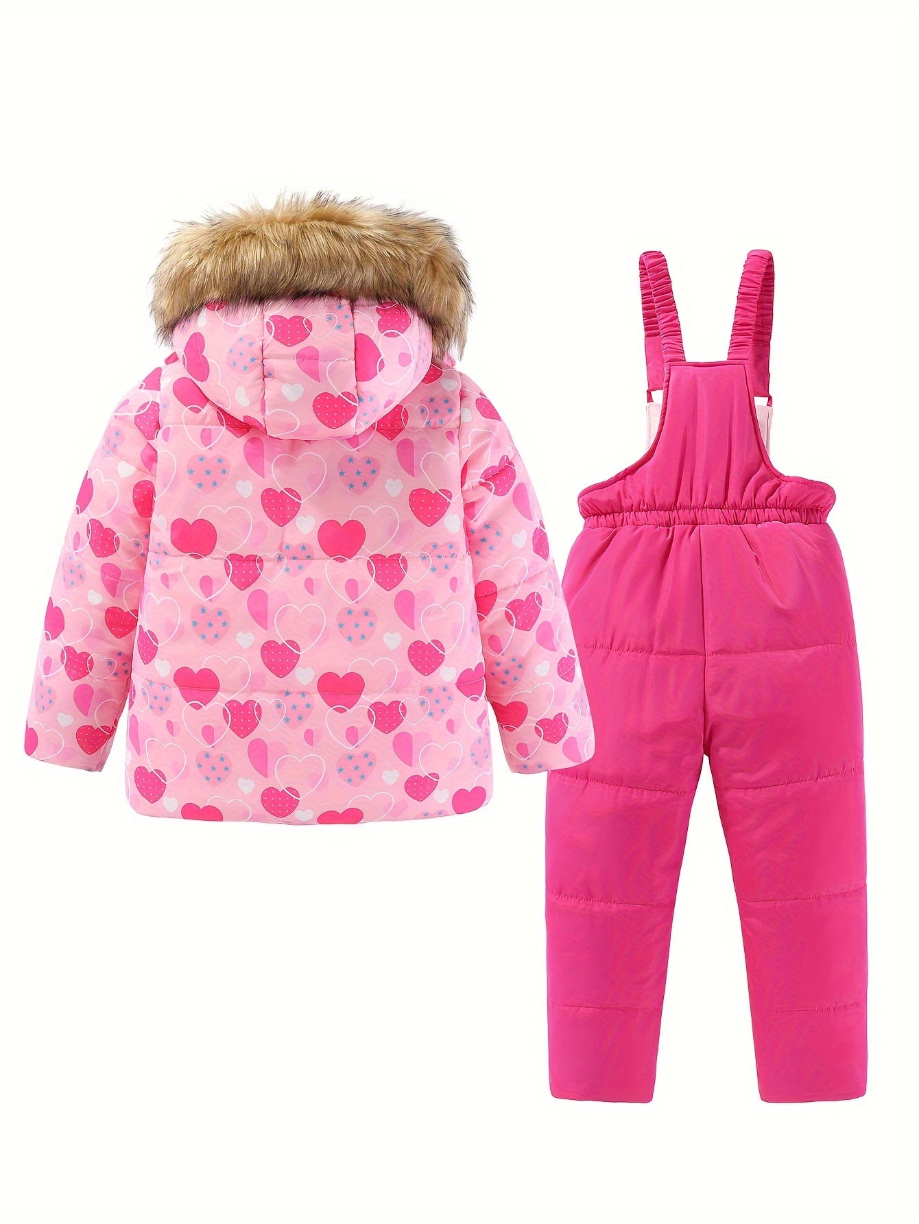 Girls Skiing Outfits Zip Front Hooded Coat Overalls