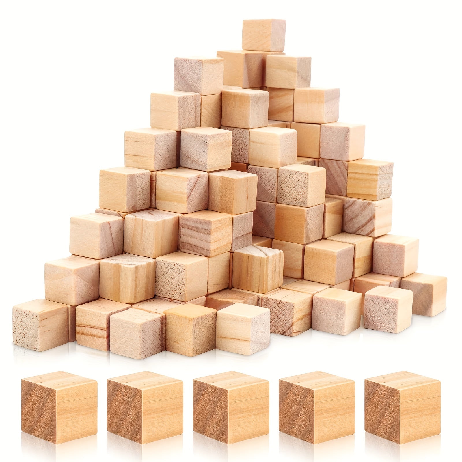50pcs Unfinished Small Wood Cubes For Crafts And Puzzle Making
