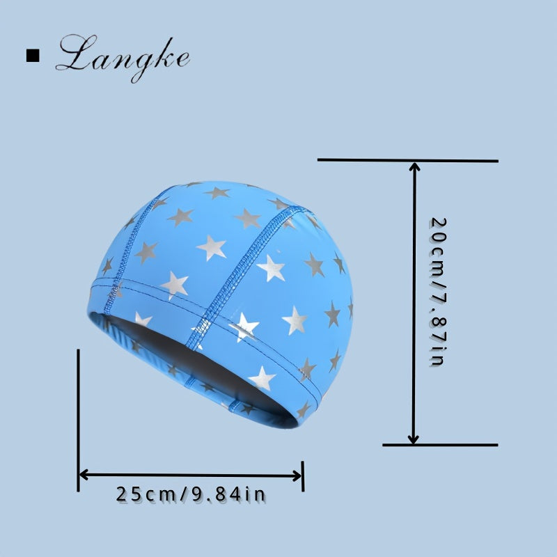 Stars Print PU Swimming Cap Soft Stretchable Waterproof Gear