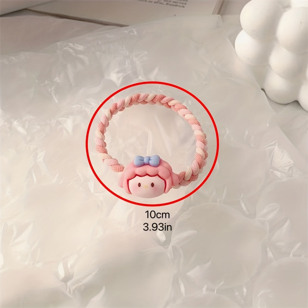 Cartoon Animal Hair Tie Two Tone Braided Hair Rope Elastic Hair Accessories