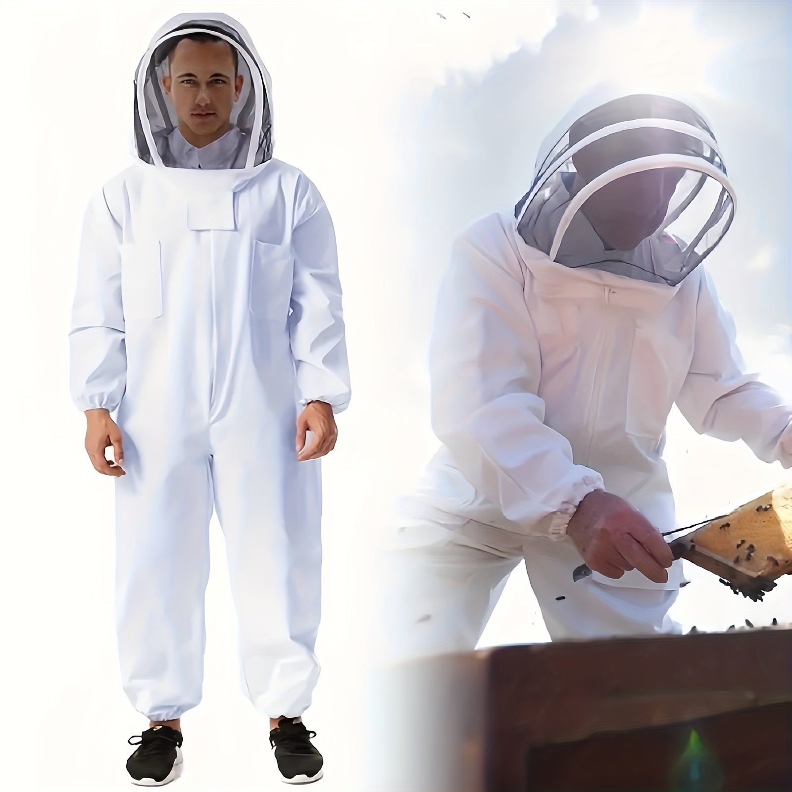 Ventilated Beekeeping Suit with Veil Hood - Stay Safe While Beekeeping