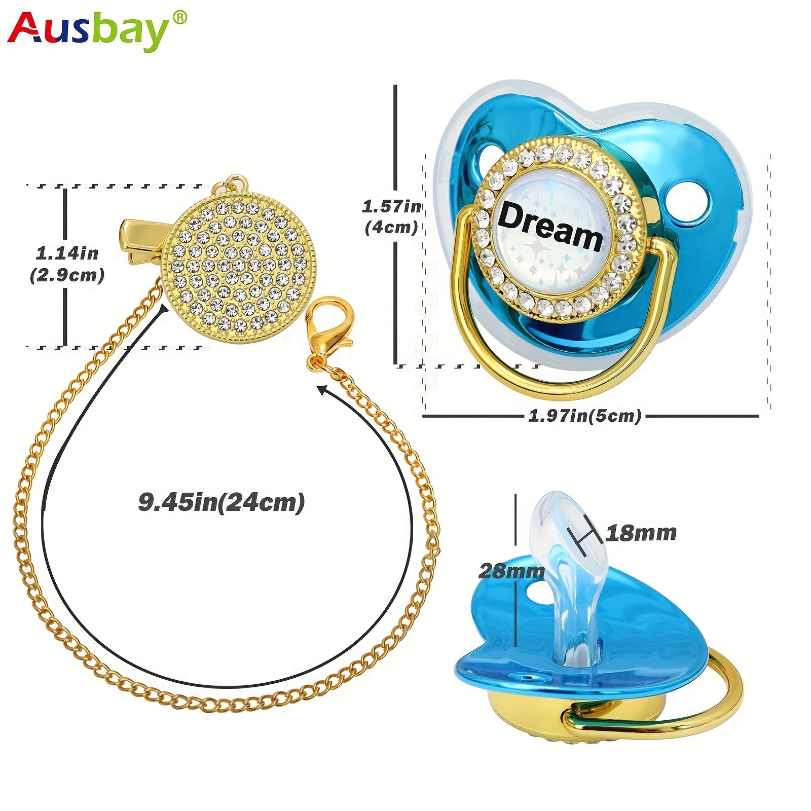 Personalized Pacifier & Clip Set with Name Customized Baby Shower Gift