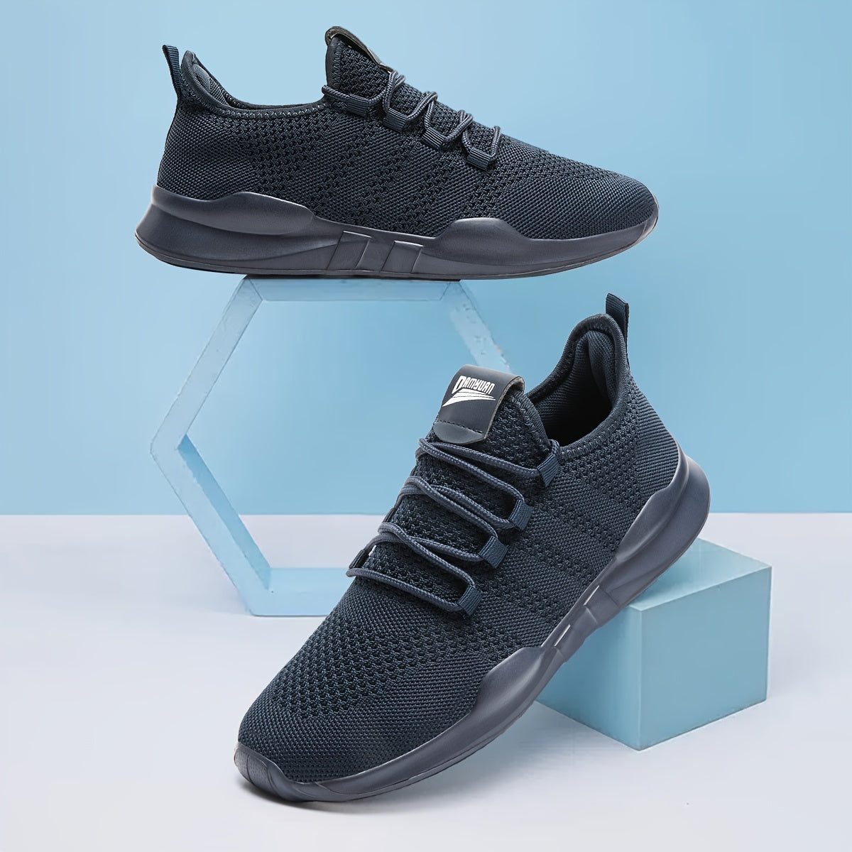Men's Lightweight Knitted Running Shoes Breathable Sneakers One Size Bigger