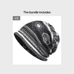 Boho Vintage Print Beanie Cap Elastic Skull Lightweight Warm Headwear