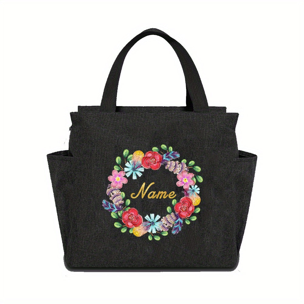 Insulated Lunch Bag Canvas Thermal Bento Box Handbag Large Capacity