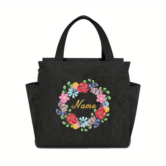 Insulated Lunch Bag Canvas Thermal Bento Box Handbag Large Capacity