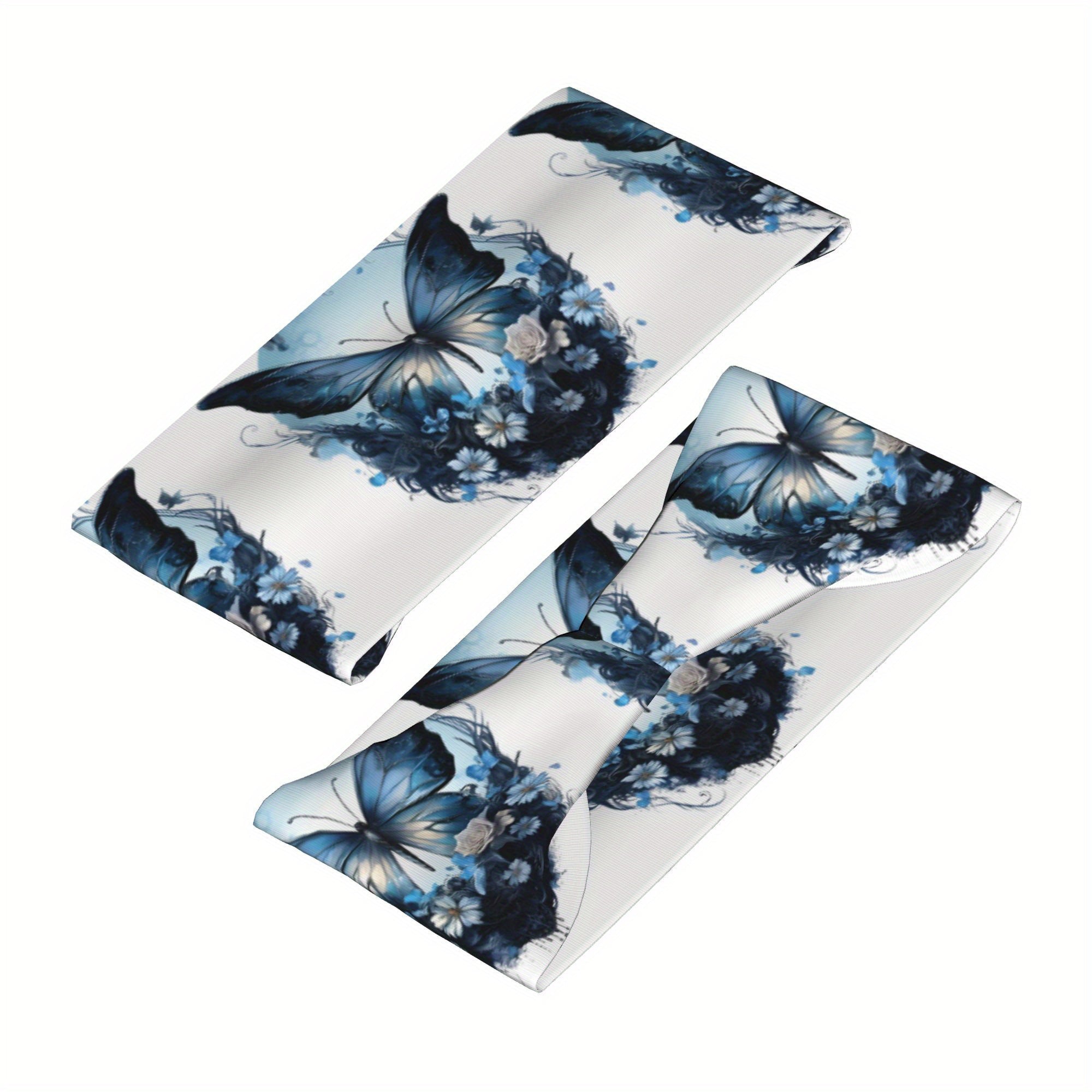 Butterfly Print Sports Headband Sweat Wicking Stretchy & Breathable Polyester