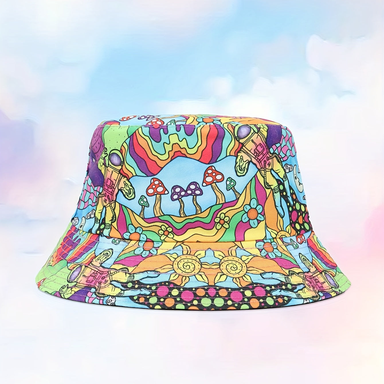 Y2K Reversible Mushroom Print Bucket Hat for Women Men