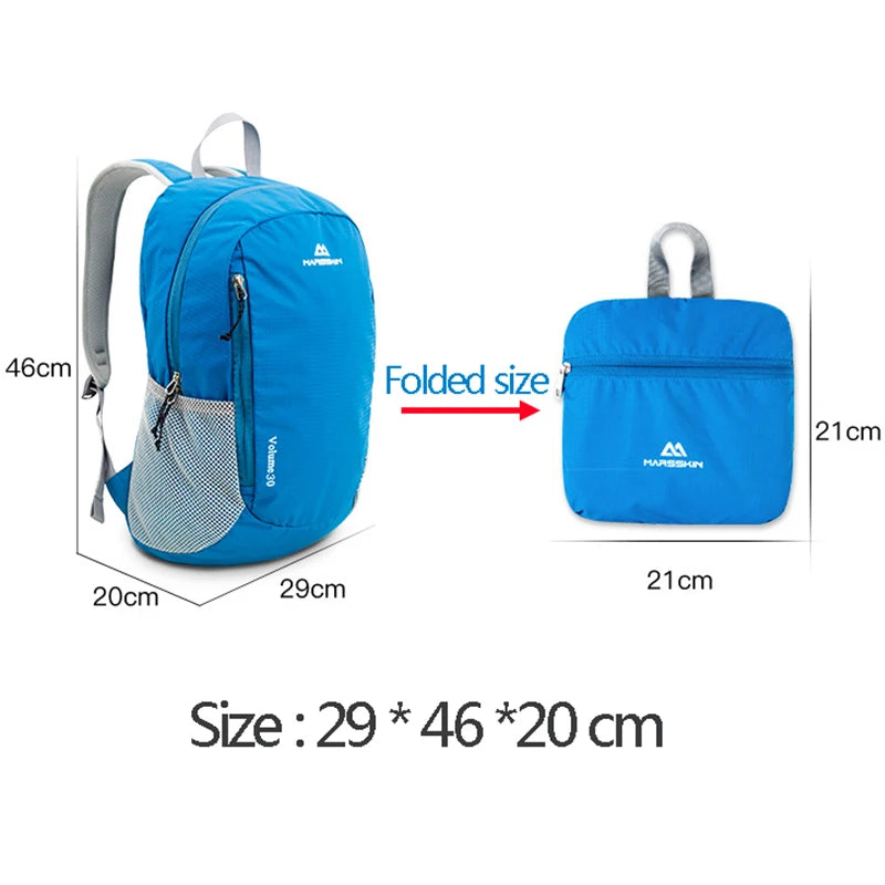30L Waterproof Foldable Backpack for Men - Outdoor Trekking Rucksack