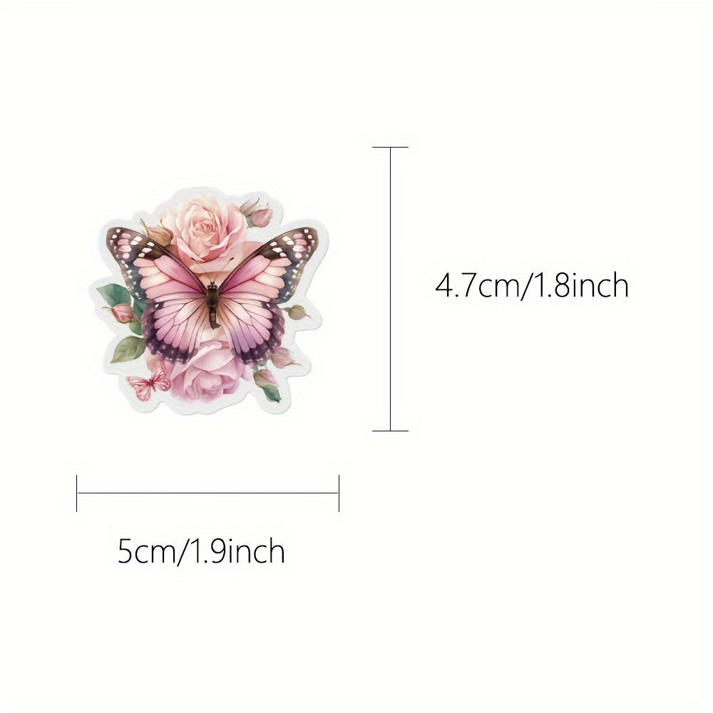 50pcs Butterfly Floral Stickers Self Adhesive Decals for Phone Laptops Journal
