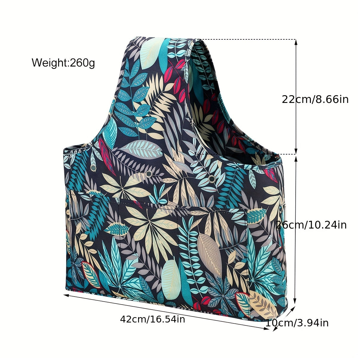 Waterproof Yarn Storage Bag Large Capacity Knitting Tote Leaves Pattern