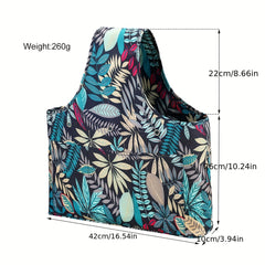 Waterproof Yarn Storage Bag Large Capacity Knitting Tote Leaves Pattern