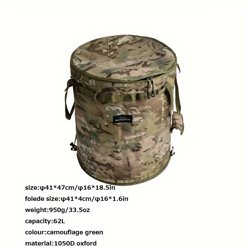 Portable Collapsible Rubbish Bin Zipper Lid Outdoor Camping Picnic