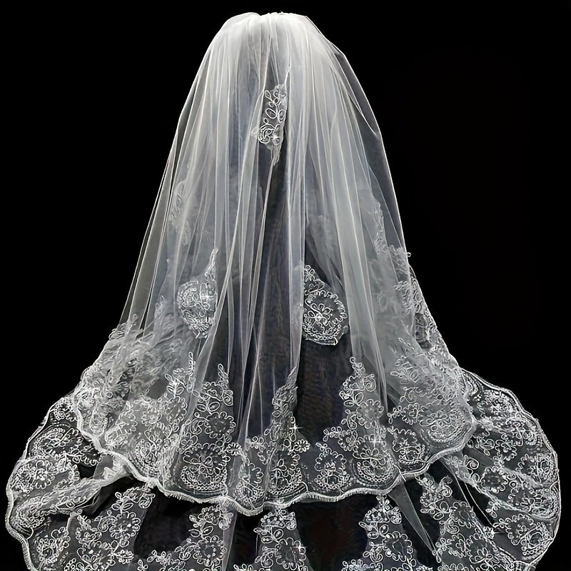 Royal Court Style Double Layer Sheer Curtain Embroidered Floral Lace