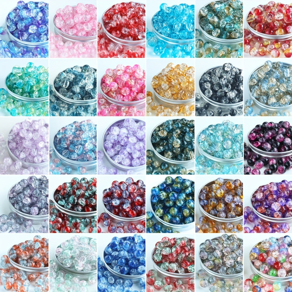 50pcs Crystal Glass Gradient Crack Beads for DIY Jewelry Making