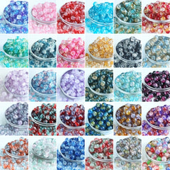 50pcs Crystal Glass Gradient Crack Beads for DIY Jewelry Making