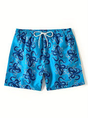 Octopus Pattern Men's Swim Trunks Quick Dry Beach Shorts Swimwear