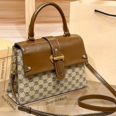 Vintage Geometric Print Crossbody Bag Light Brown