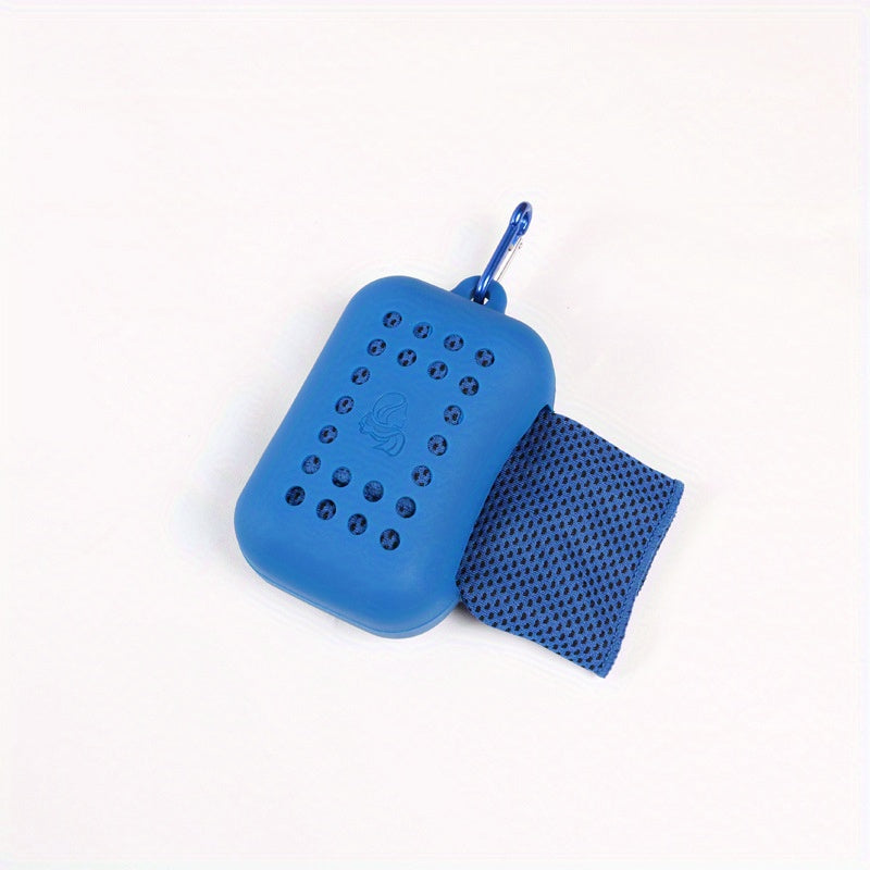 Stay Cool Ice Silk Towel in Silicone Case for Summer Fitness