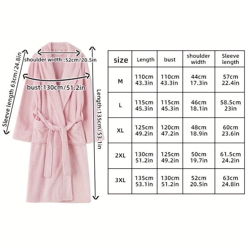 Autumn Winter Flannel Bathrobe Soft Unisex Nightgown Warm Long Robe