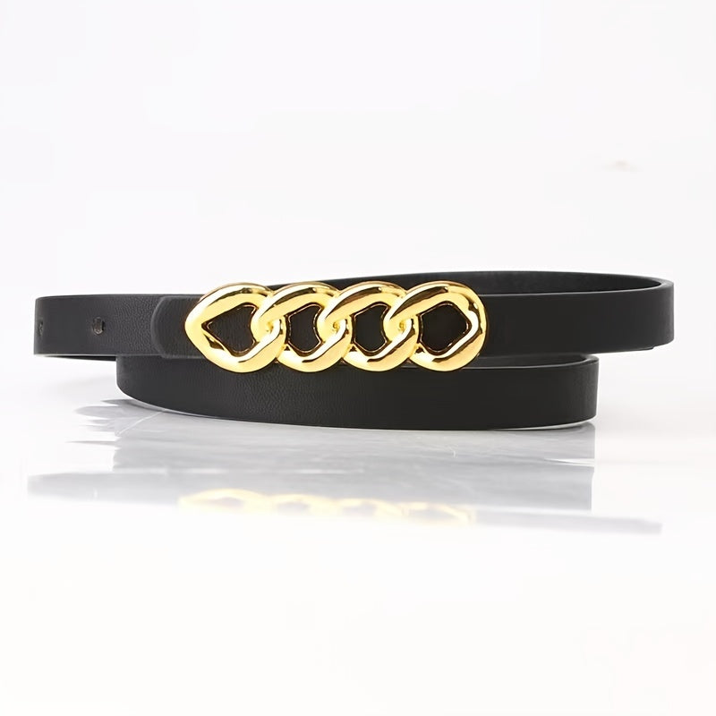 Thin Waist Belt Chain Buckle PU Leather Ladies Dress Strap Dress Decor Jean