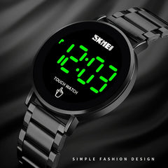 Sports Electronic Watch Stainless Steel Band Waterproof LED Light Up