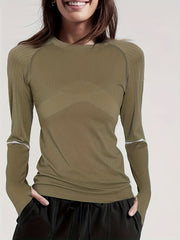Breathable Long Sleeve Sports Top with Thumb Holes