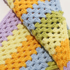 Rainbow Hollow Crochet Triangle Scarf Pastoral Style Headband Hair Accessories