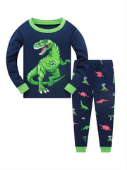 Boys Dino Print Pajama Set Long Sleeve Top & Pants