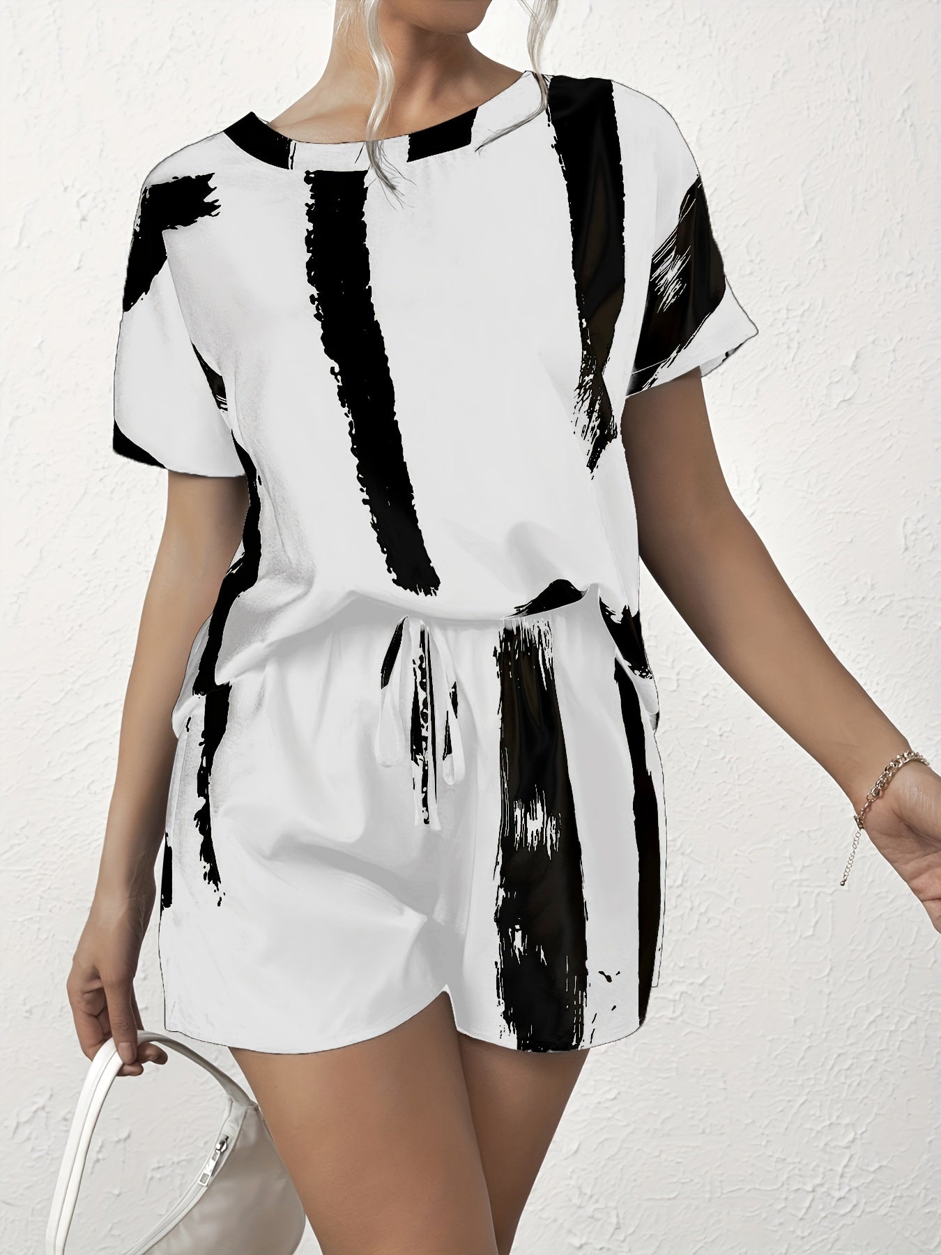 Casual Two Piece Set Short Sleeve Pantsuits