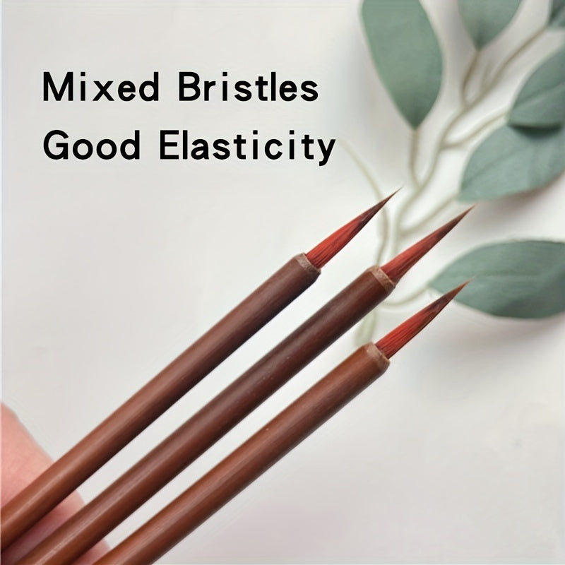 5pcs Small Red Hair Hook Line Brush Chinese Painting Thin Golden Body Calligraph