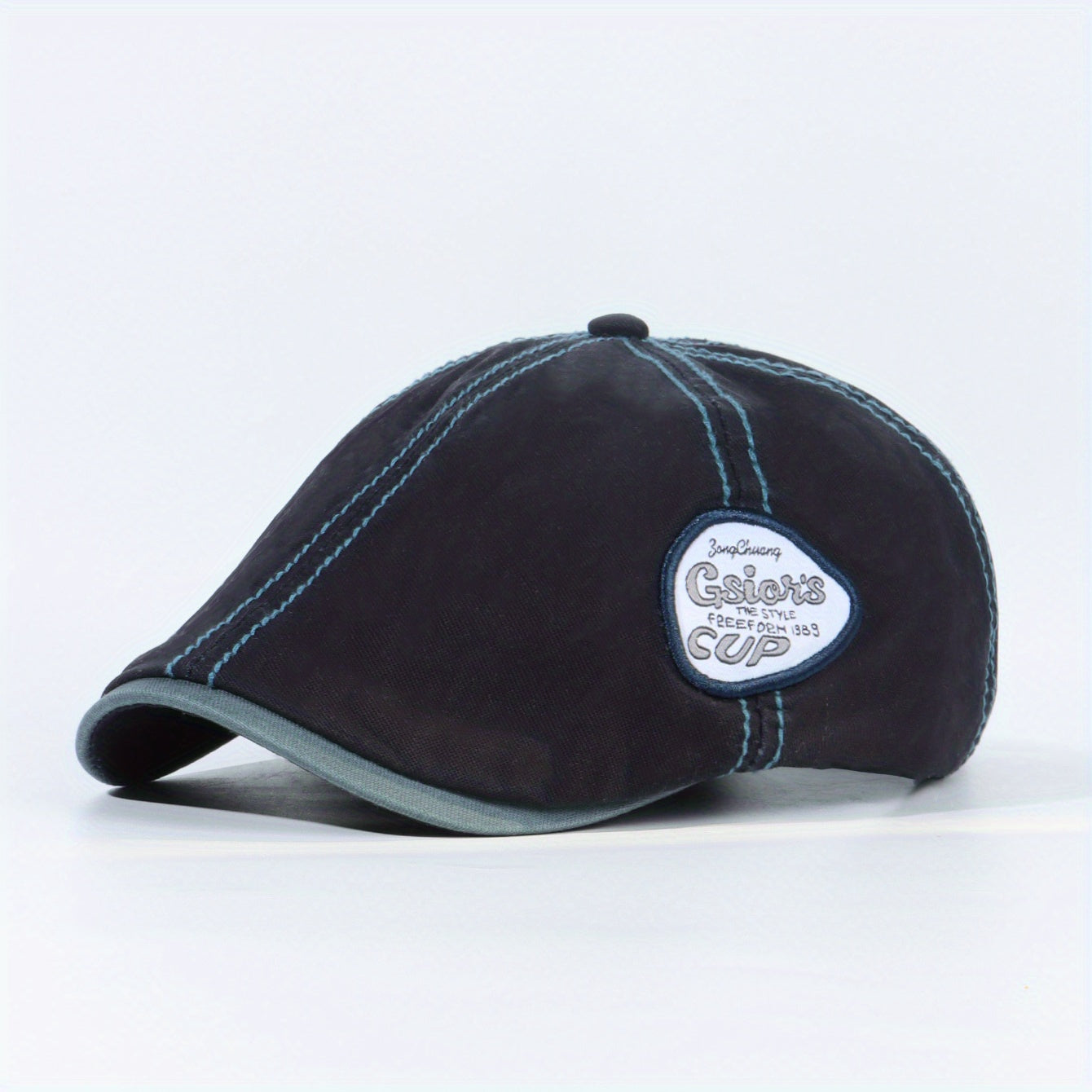 Vintage Patch Newsboy Hat Solid Beret Cap Cotton Flat Hat