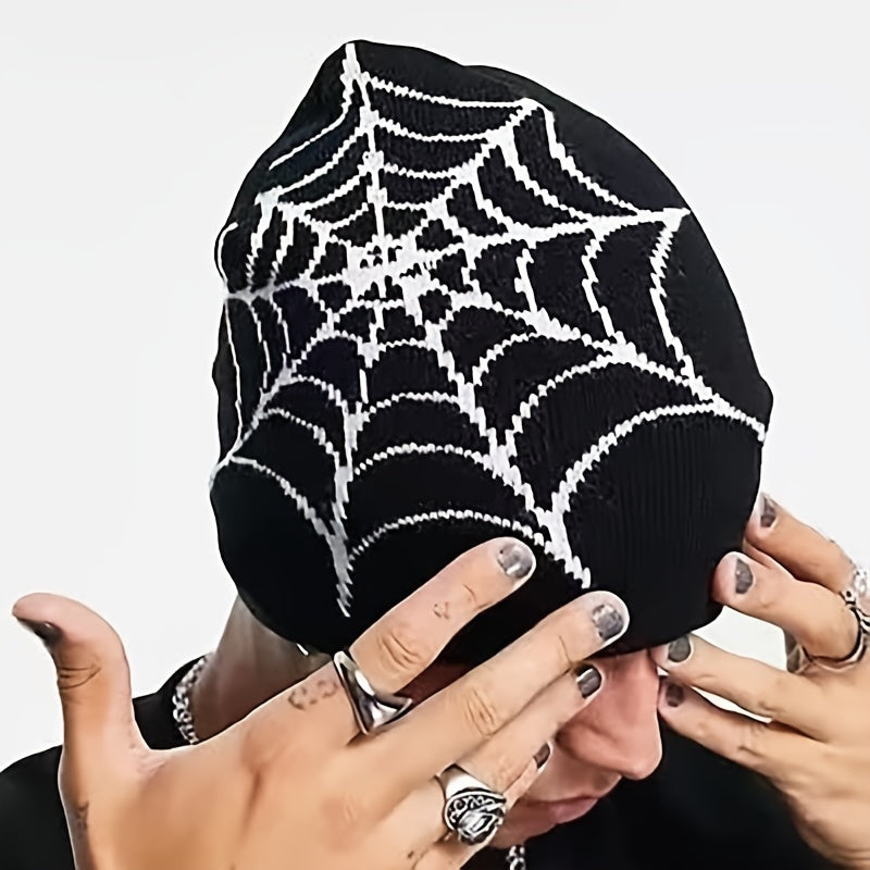 Halloween Spider Pattern Knitted Hat Winter Beanie