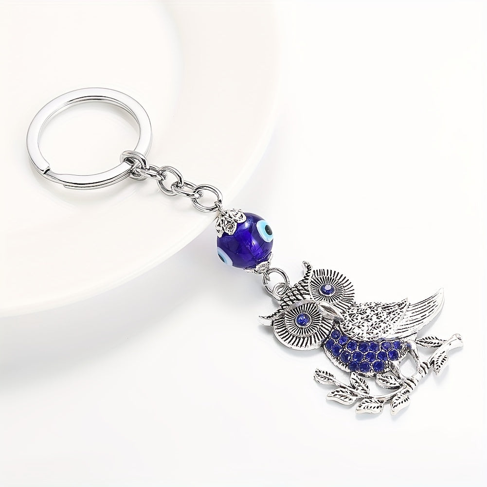 Lucky Evil Eye Owl Keychain Rhinestone Bag Car Key Chain Pendant