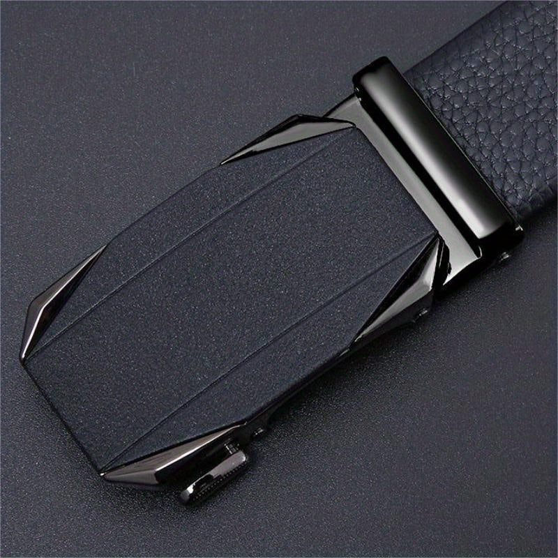 Men's Leather Belt Automatic Buckle Business Waist Strap