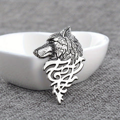 Wolf Head Brooch Pin Retro Suit Collar Pin for Men