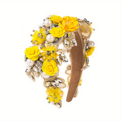 Baroque Style Rhinestone Faux Pearl Hair Hoop Wide Headband