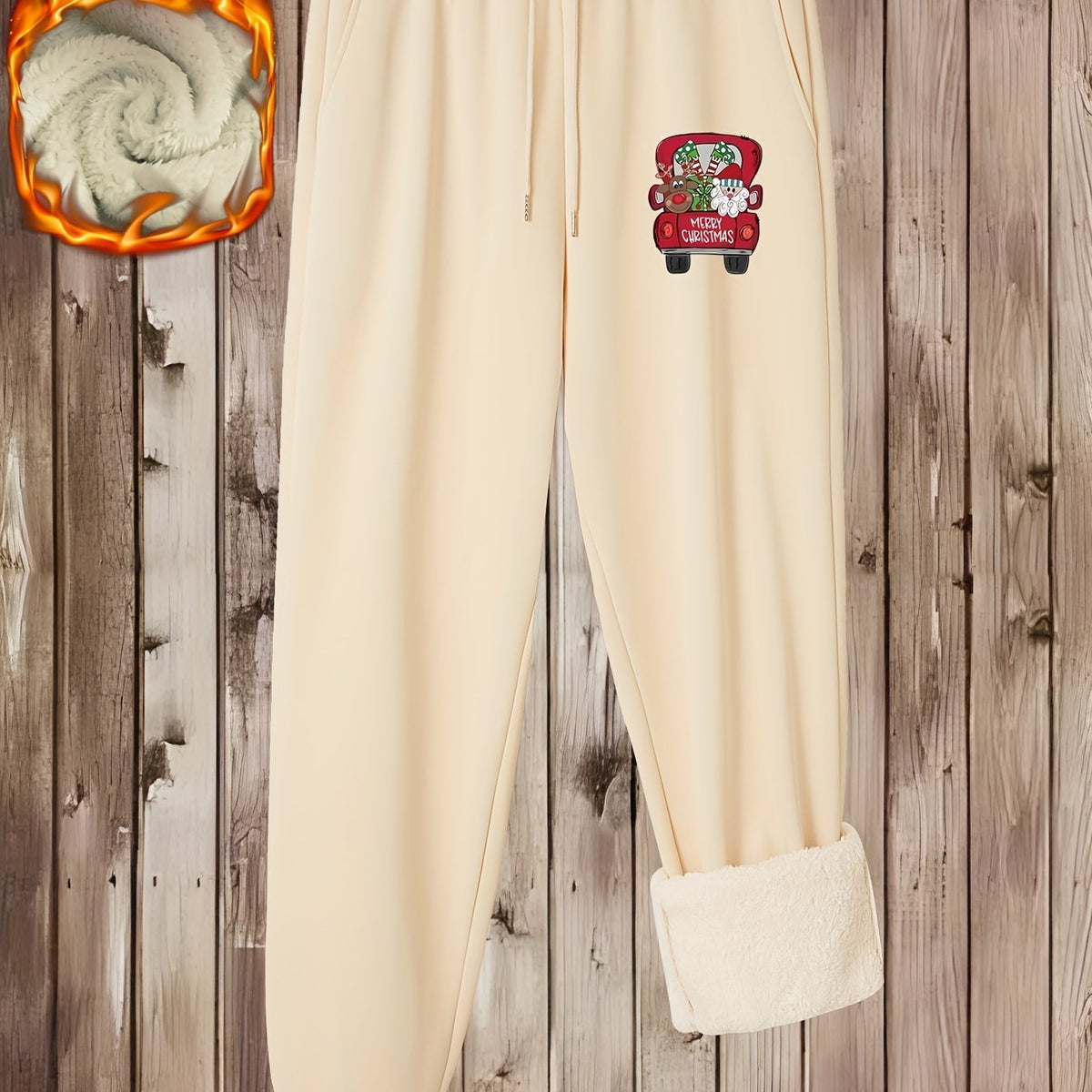  Christmas Casual Pants Women's Elastic Drawstring Trousers
