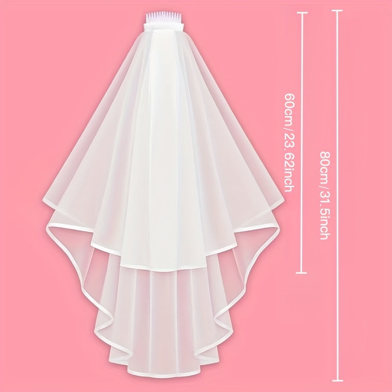 Short 2 Tier Sheer Tulle Wedding Veil Lightweight Accessory